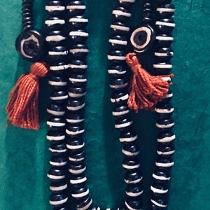 Black Striped Bone Beads Japa Mala
