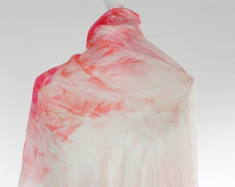 Pink white scarf, large silk scarf, hand dyed scarf, silk pareo, pink scarf, white scarf, handmade scarf, silk scarf, gift for a woman