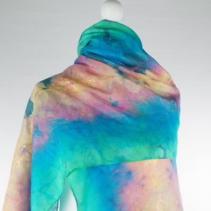 Green blue scarf, hand dyed scarf, long silk scarf, green silk scarf, blue scarf, silk scarf, handmade scarf, birthday gift, gift for her