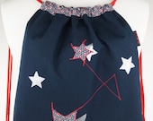 Blue red silver handmade back pack, pure cotton back pack for sport, gift for a child
