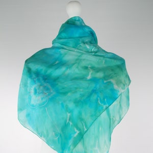 Green blue scarf, long scarf, green silk scarf, blue scarf, christmas gift, handmade scarf, hand dyed scarf, silk scarf, gift for a woman