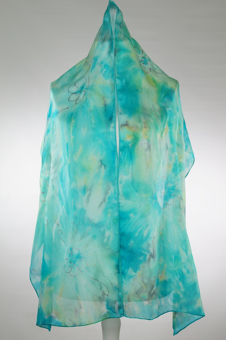 Green Yellow Scarf Long Silk Scarf Green Silk Scarf Yellow - Etsy