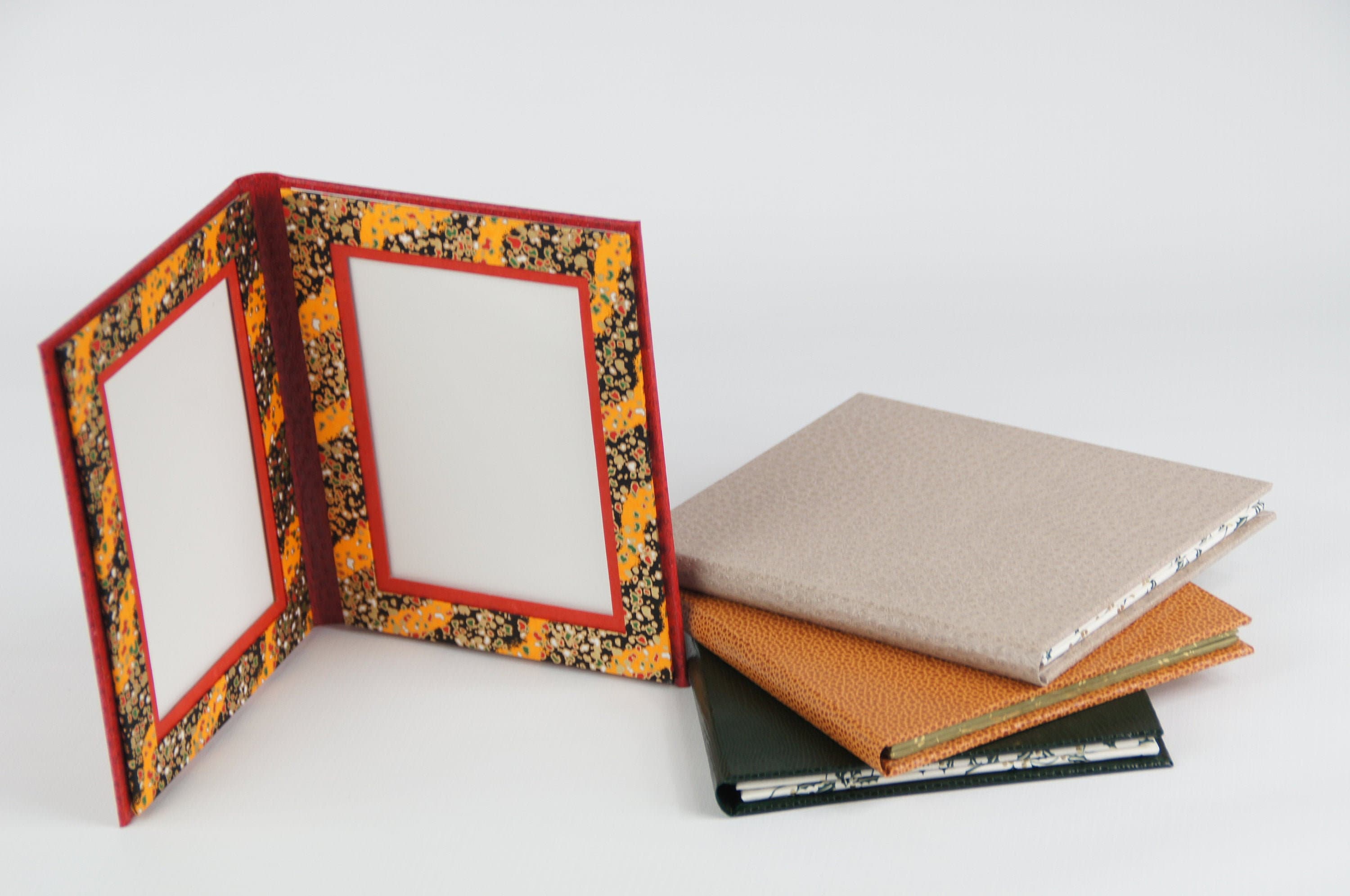 Album Rouge Jaune, Cadre Fait Main, Photo Autoportant, Double Cadre, Album en Carton, 13x10