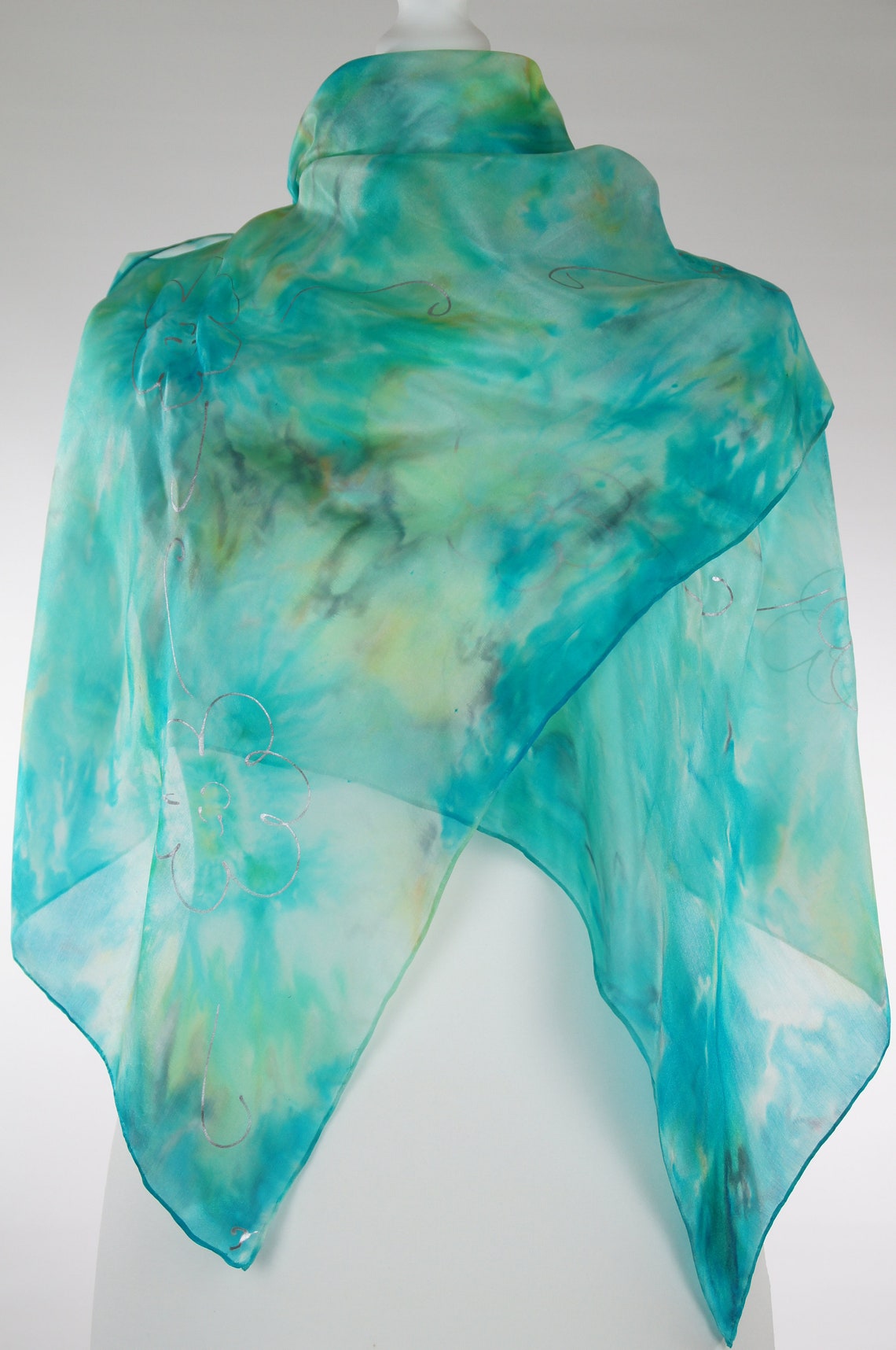 Green Yellow Scarf Long Silk Scarf Green Silk Scarf Yellow - Etsy