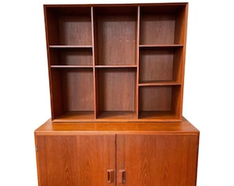 MCM Danish Teak 2 Piece Cabinet with Shelves