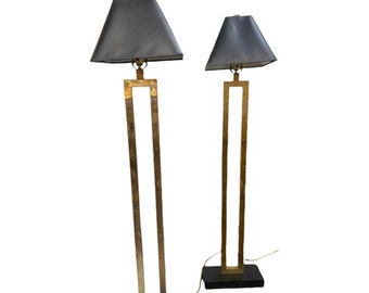 Modern Brass Floor Lamps, a Pair
