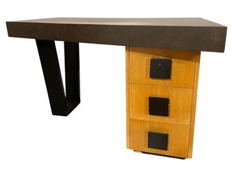 French Modernist Mahogany Asymmetric Partners Desk by Sappho Gallery