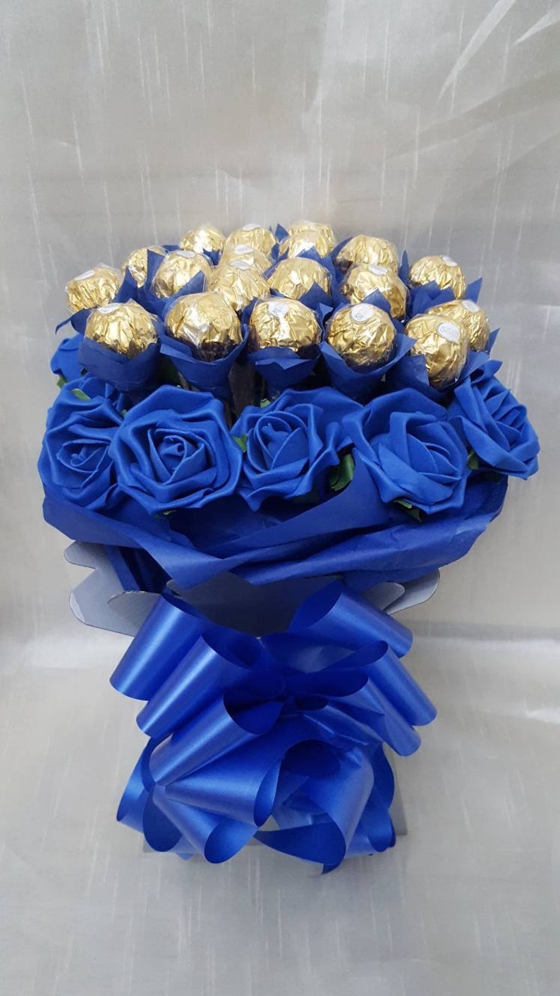 Luxury Blue Ferrero Rocher Chocolates Bouquet Sweet Gift Etsy UK
