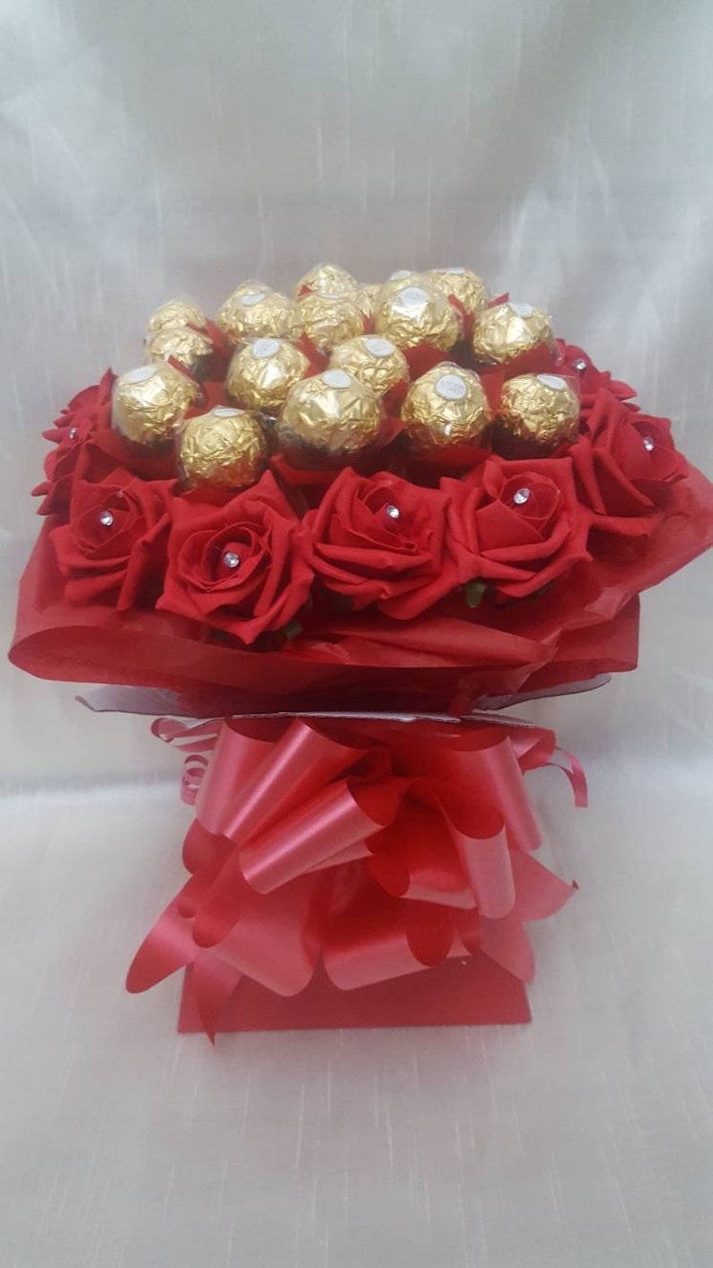 Luxury Red Ferrero Rocher Chocolates Bouquet Sweet Gift Etsy