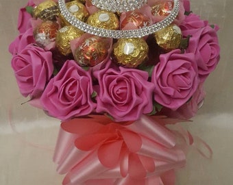 Chocolates Bouquet Ferrero Rocher & Lindt Necklace Bracelet- Sweet Gift Hamper