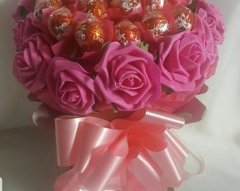 Luxury Pink Lindt Lindor Chocolates Bouquet - Sweet Gift Hamper