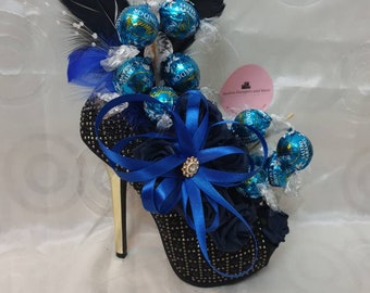 Luxury Heel Creation Salted Caramel Lindt Lindor Chocolates Bouquet - Blue Sweet Gift Hamper
