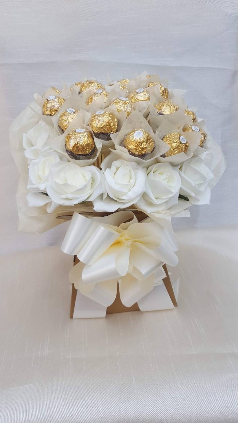 Xlarge Chocolates Bouquet Ferrero Rocher Gold & Cream Sweet Etsy