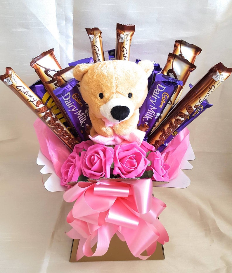 Chocolates Bouquet Teddy Bear & Variety Chocolates - Sweet Gift Hamper ...