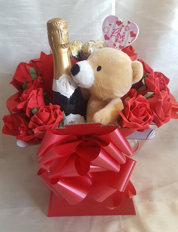 teddy bear and chocolate bouquet