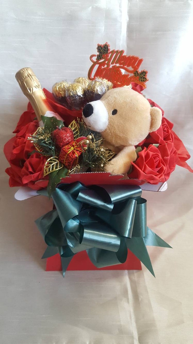 teddy bear and chocolate bouquet