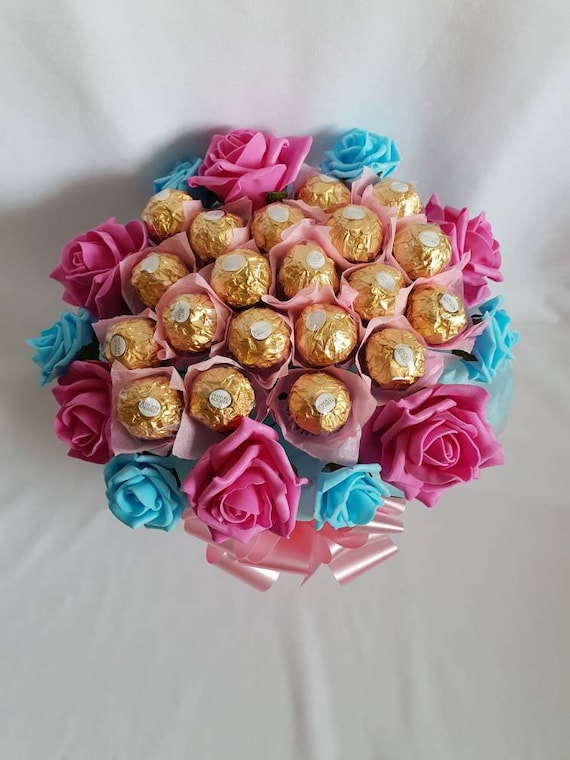 Ferrero Rocher Pink Blue Chocolate Bouquet Any Ocassion Etsy