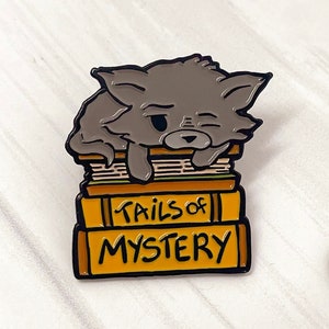 Tails of Mystery Bookstore Cat Soft Enamel Pin.