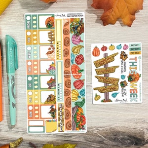 Tini Bear Pumpkin Patch ウィークリーキットステッカー | Hobonichi Weeks 用にフォーマット