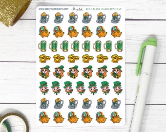 St Patrick's Day Planner Stickers: Tini Characters, Festive Schedule