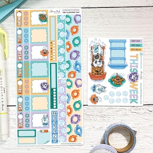 Tini Bear Sledding Day wöchentliche Kit Aufkleber | Formatiert für Hobonichi Wochen
