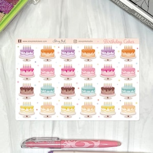Birthday Cake Stickers. Great for any size planner.