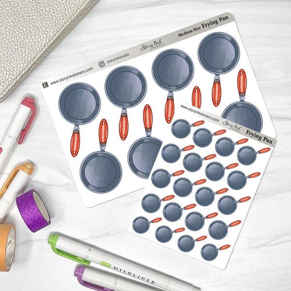 Frying Pan Planner Stickers. Great for planners of various sizes.