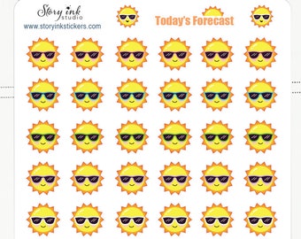 Today's Forecast, Mini Planner Sun Stickers. Great for planners of various sizes.