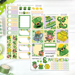 Kit de adesivos semanais Luck of the Irish | Formatado para semanas verticais, semanas de impressão e pequenos planejadores.