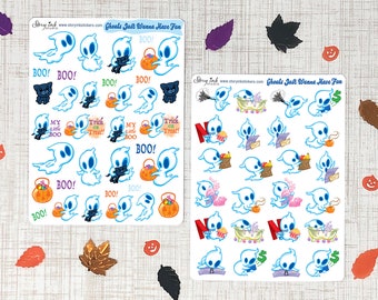 Friendly Ghost Mini Planner Stickers. Great for planners/journals of various sizes, calendars and stationery.