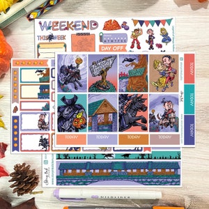 Ensemble d'autocollants hebdomadaires Legend of Sleepy Hollow Planner. Parfait pour un agenda vertical standard de 7 x 9 po.