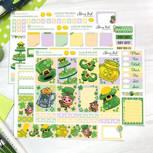 Kit d'autocollants hebdomadaires de la chance pour les Irlandais. Format pour agendas Hobonichi Cousin (A5).
