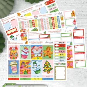 Stickers Boulangerie Planner de Noël. Kit d'autocollants cousin Hobonichi