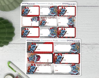 Little Krampus at Work Gift Christmas Sticker Label Tags (SMALL or MEDIUM).