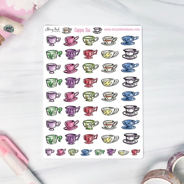 Mini Teacup Planner Stickers. Great for planners of various sizes.