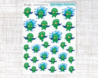 Little Cthulhu Mini Planner Stickers. Great for planners/journals of various sizes.