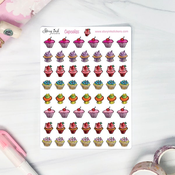 Mini Cupcake Planner Stickers. Great for planners of various sizes.