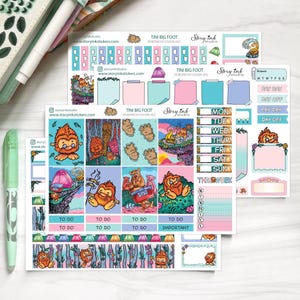 Kit d'autocollants pour agenda hebdomadaire Tini Big Foot. Formaté pour l'agenda Hobonichi Cousin (A5)