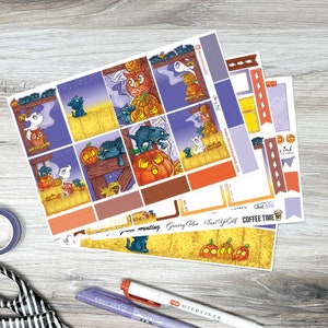 Haunted Barn Mini Planner Weekly Sticker Set. Perfect for 7" x 9" vertical layout planner size.