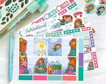 Mermaids Weekly Planner Stickers: Sea Creature Art, 7" x 9" (150+ Stickers)