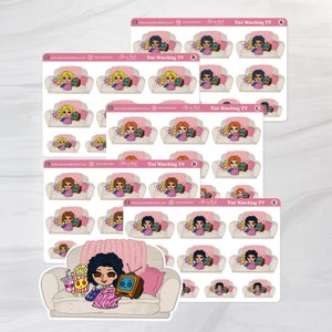 Ver pegatinas de televisión. Ideal para revistas y planificadores.