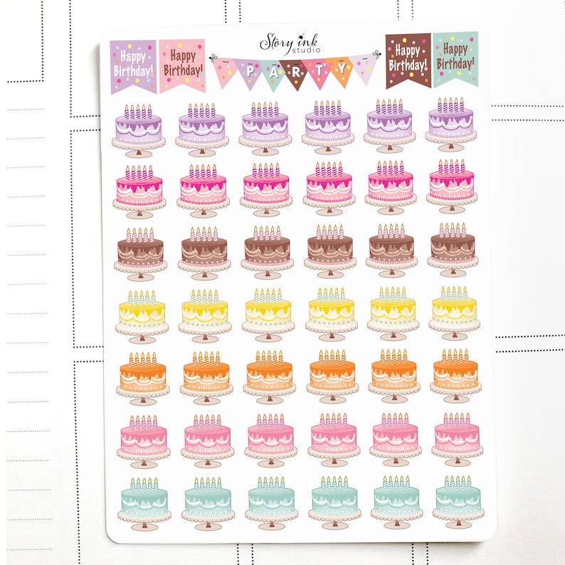 Mini Birthday Cake Stickers / Great for Erin Condren - Etsy