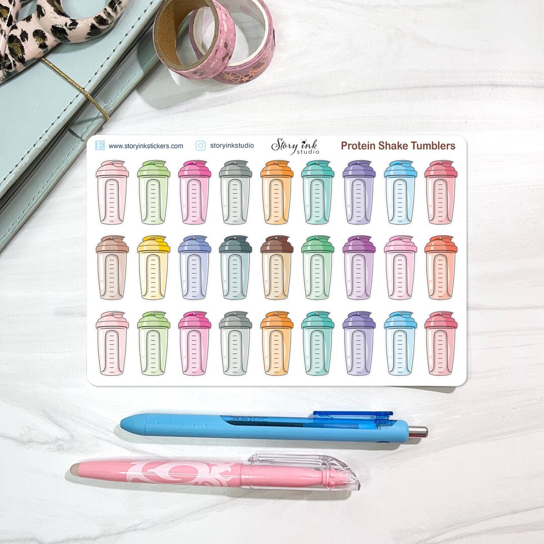 Protein Shake Tumblers Stickers for Planners. Comes in Variety Colors ...