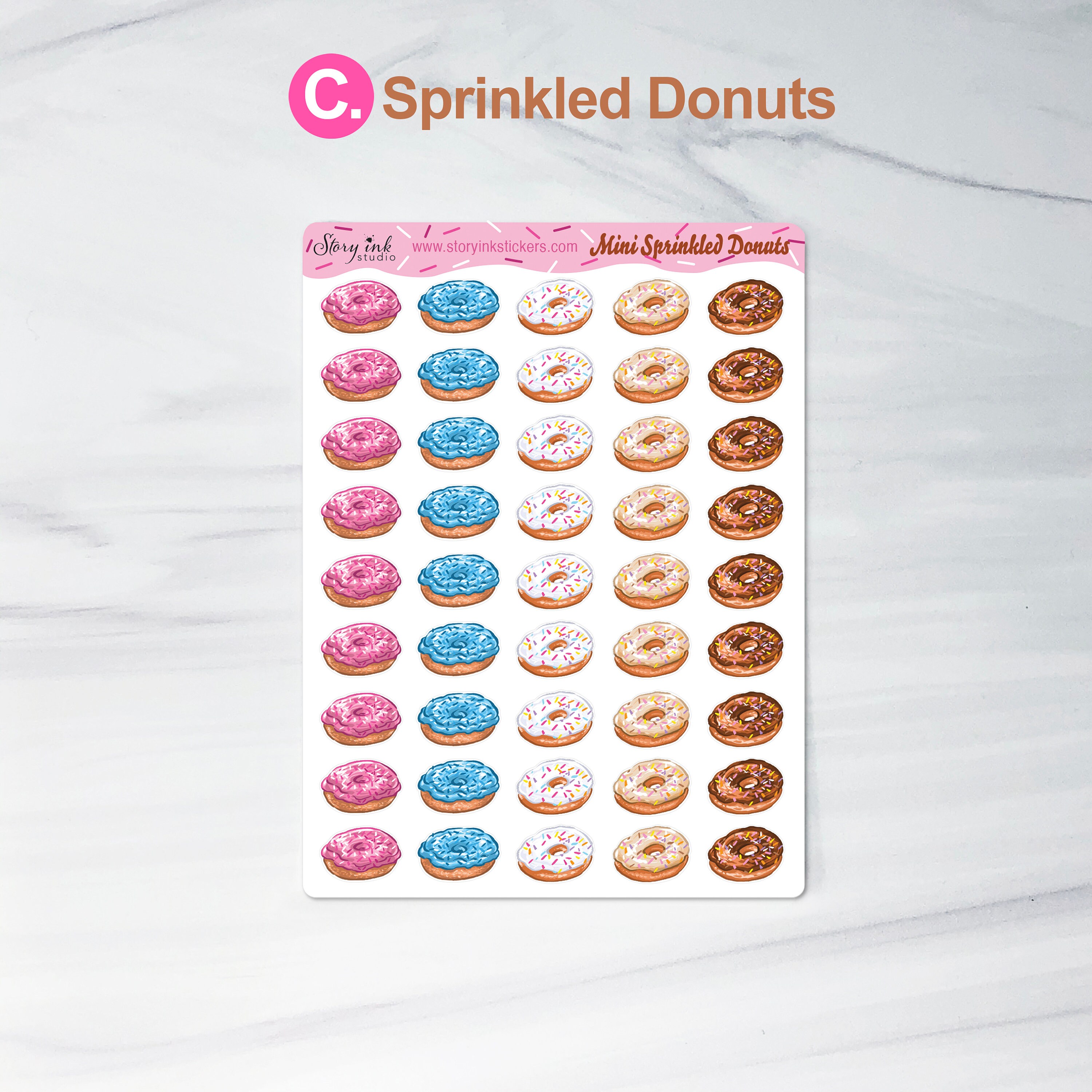 Mini Donuts Planner Stickers: Variety, Sprinkled, Maple, Cake - Etsy