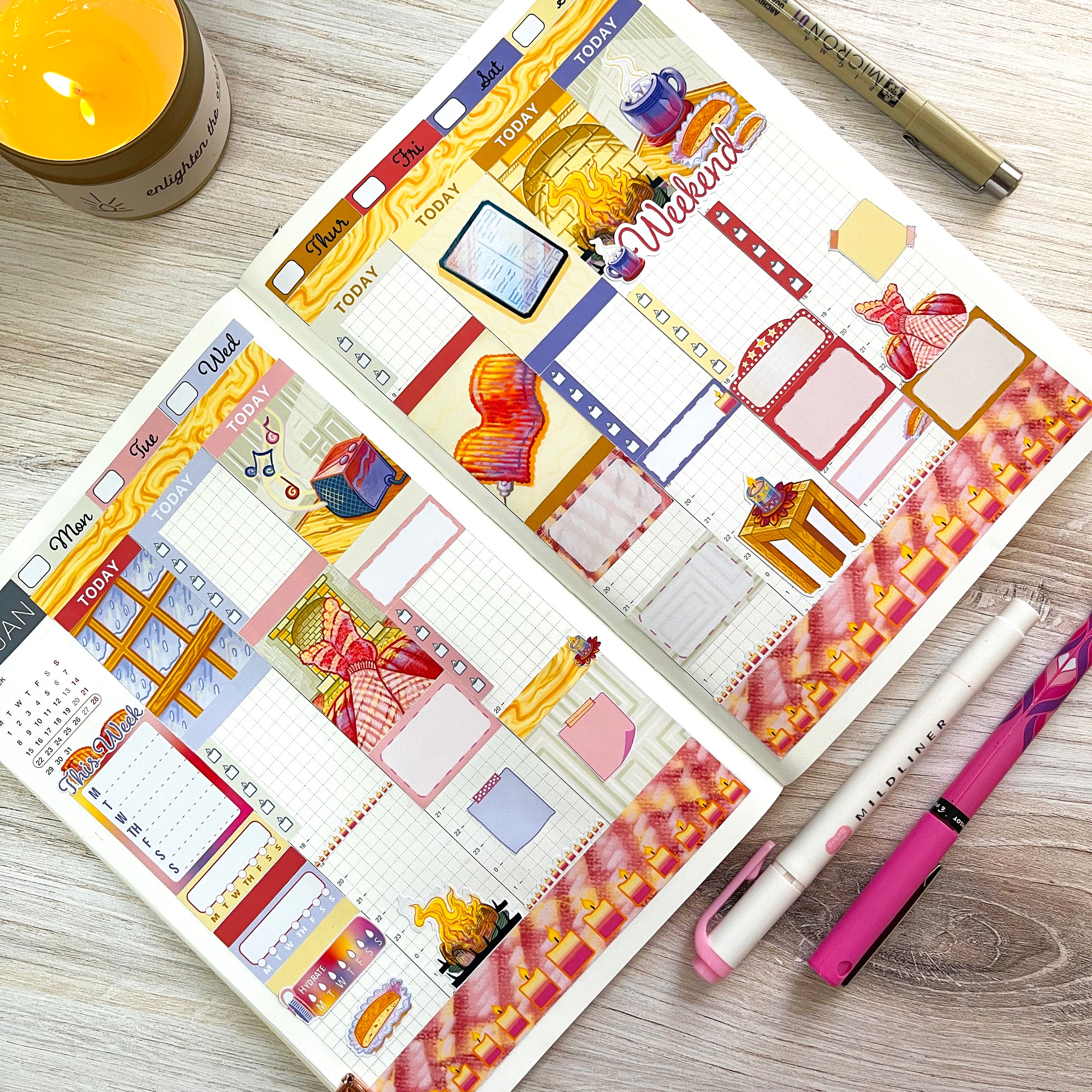 Cozy Day Sticker Set. Hobonichi Cousin Sticker Kit - Etsy