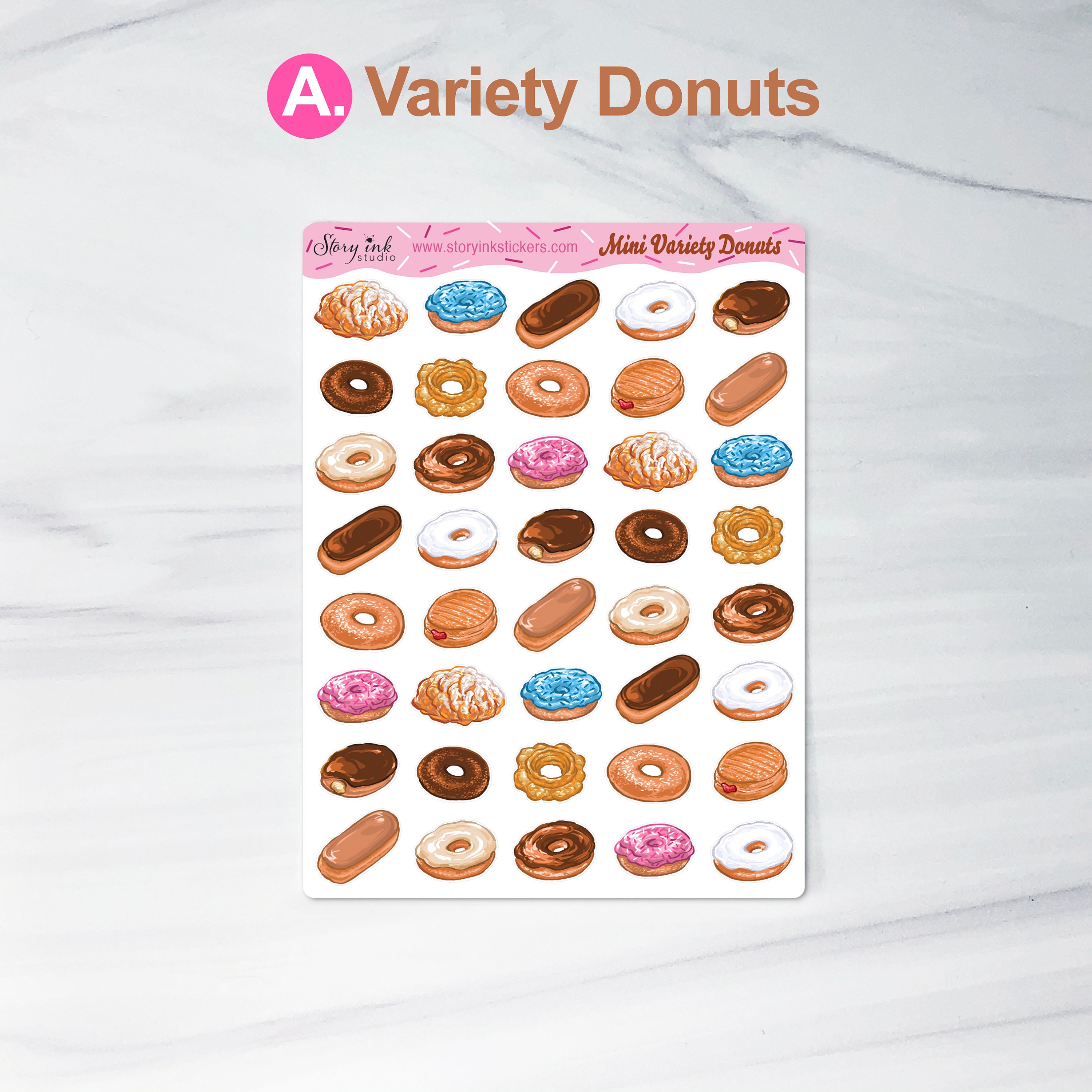 Mini Donuts Planner Stickers: Variety, Sprinkled, Maple, Cake - Etsy