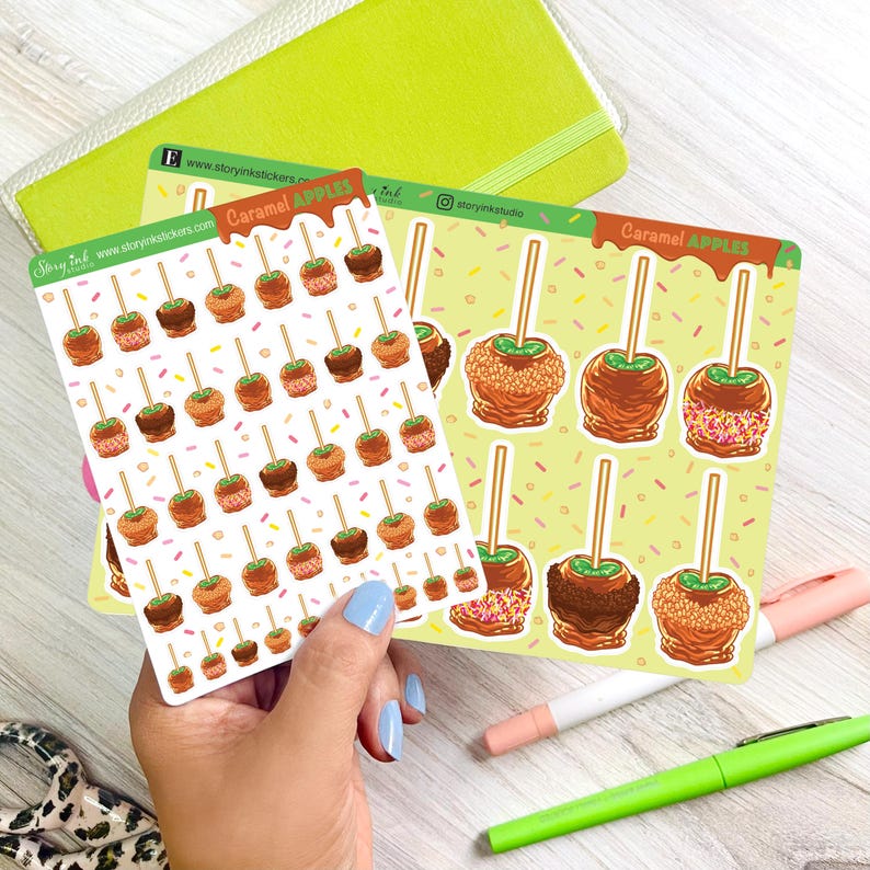 Caramel Apple Planner Stickers: Glossy or Matte - Etsy