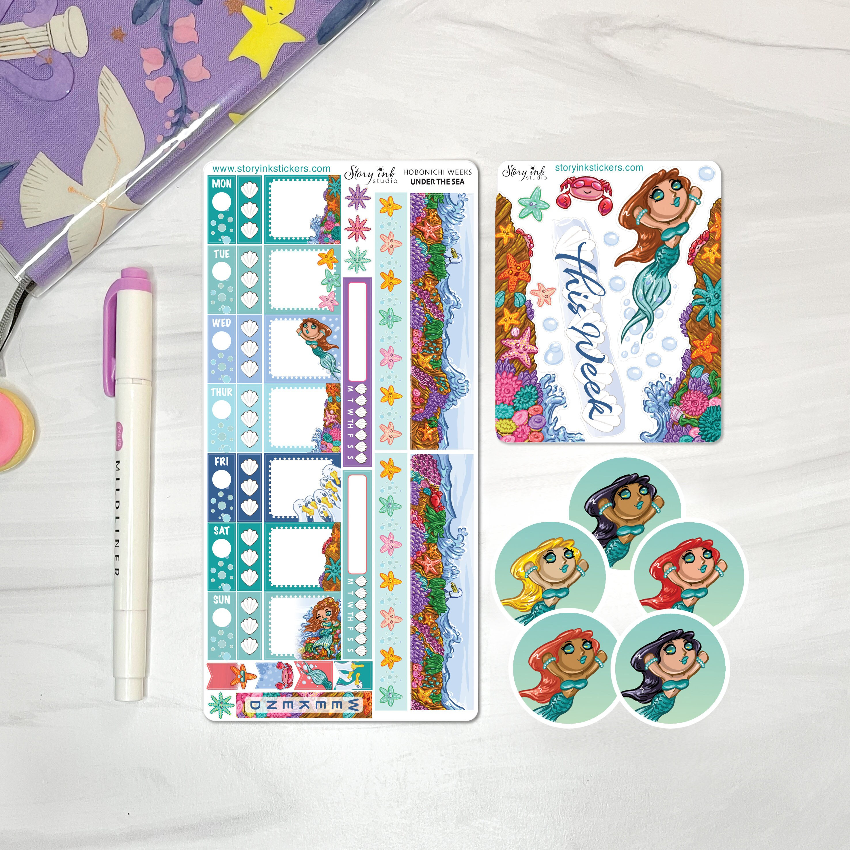 Mermaid Sticker Set | Hobonichi Weeks