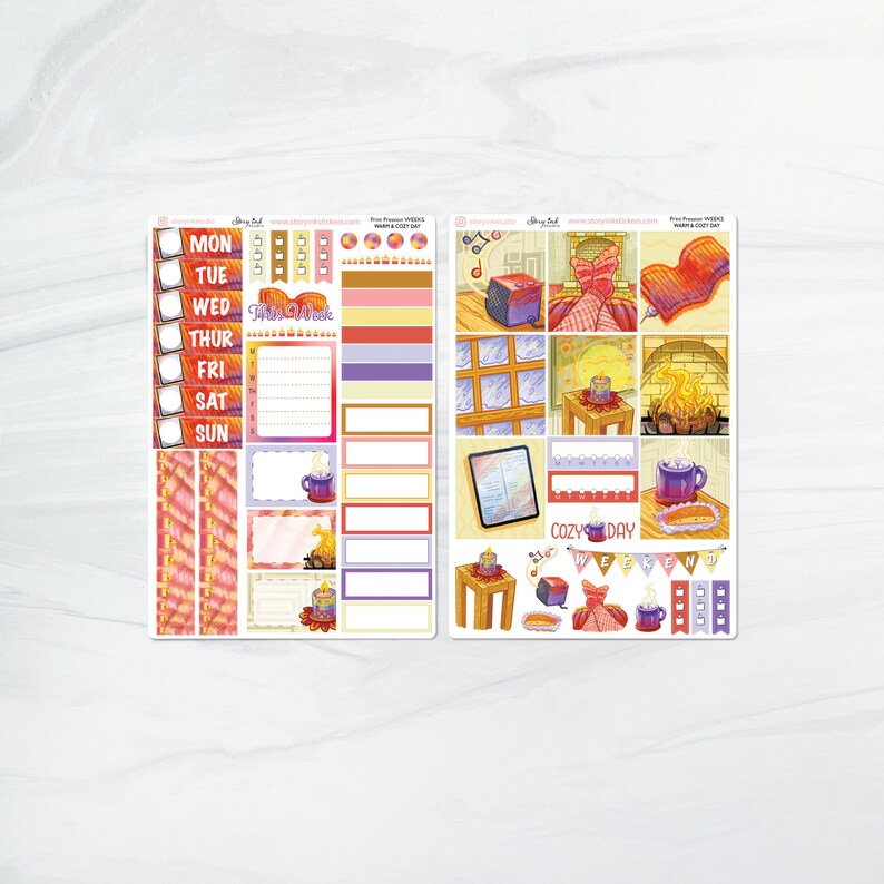 Cozy Day Planner Stickers | Print Pression Weeks Sticker Kits - Etsy