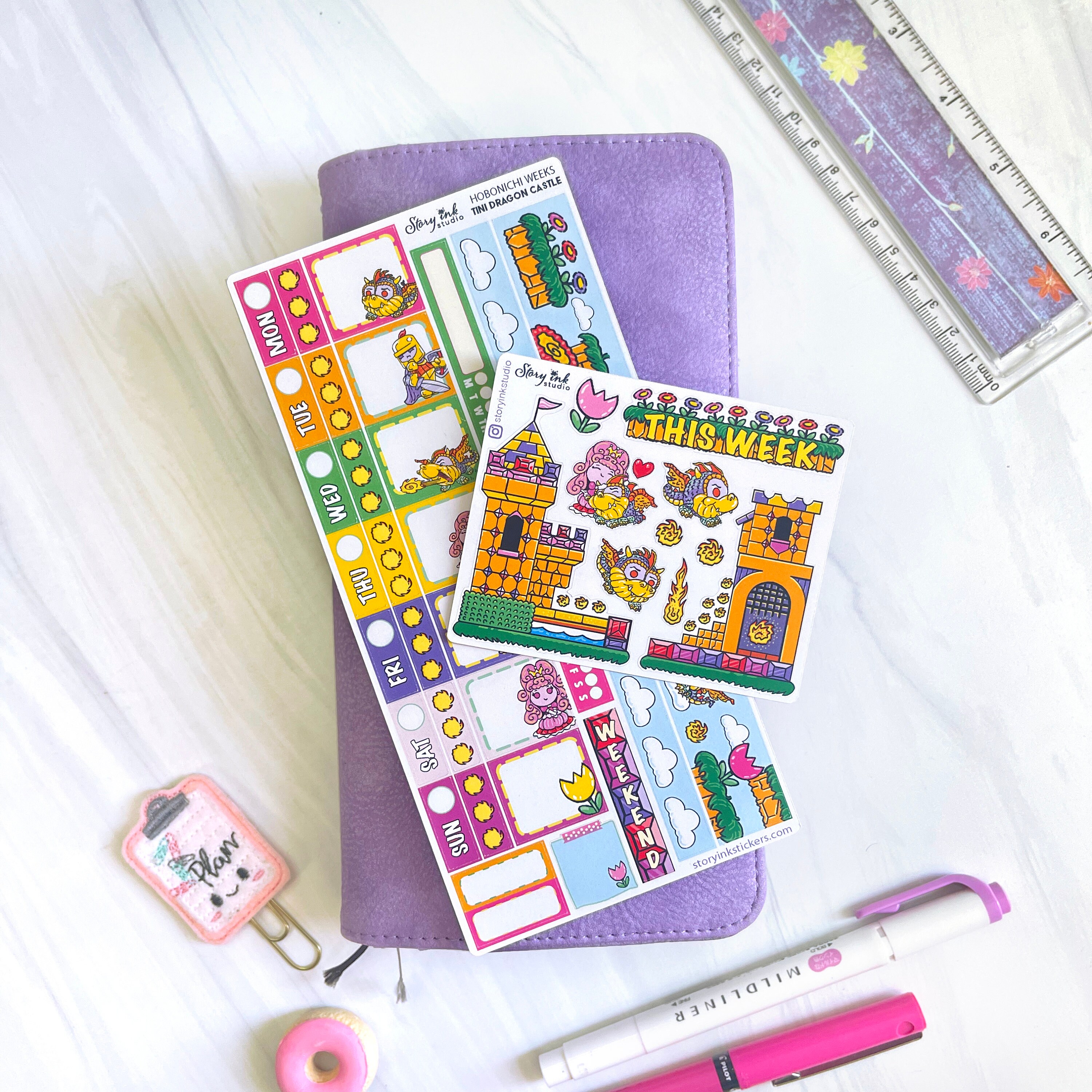Dragon Castle Sticker Set | Hobonichi Weeks - Etsy